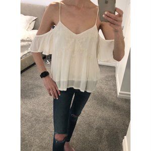 NWT LF White Embroidered Off the Shoulder Blouse